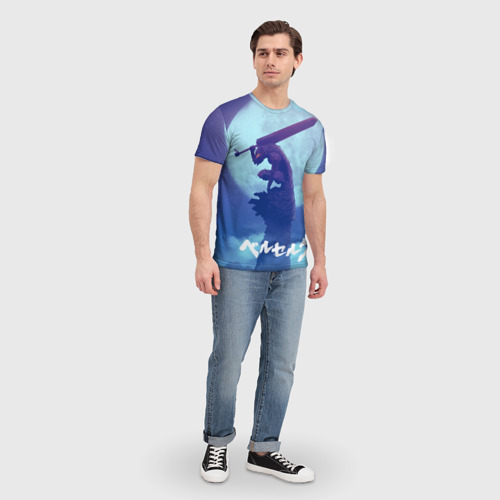 Мужская футболка 3D с принтом Гатс на фоне Луны БЕРСЕРК, вид сбоку #3