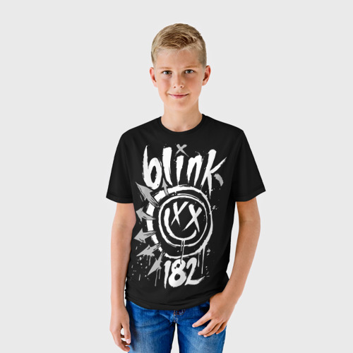 Детская футболка 3D с принтом Blink-182, фото на моделе #1
