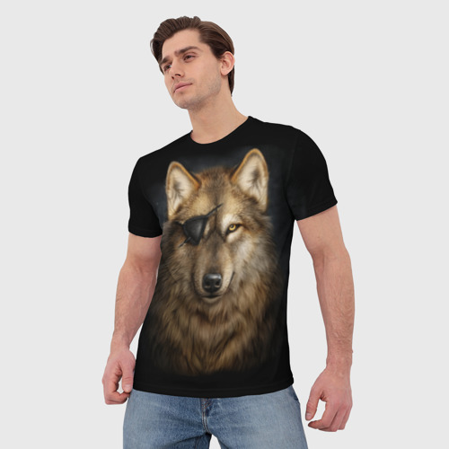 Мужская 3D футболка с принтом Морской волк, фото на моделе #1