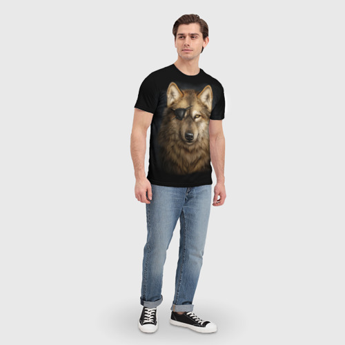 Мужская 3D футболка с принтом Морской волк, вид сбоку #3