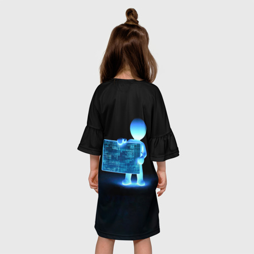 Детское платье 3D с принтом Coder - программист кодировщик, вид сзади #2