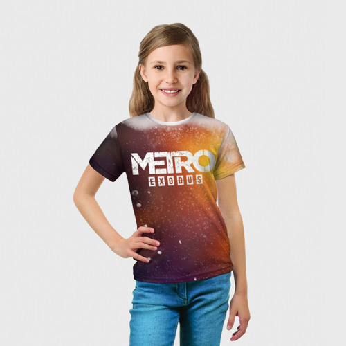 Детская футболка 3D с принтом МЕТРО, вид сбоку #3