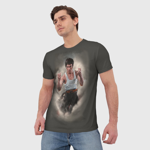Мужская футболка 3D с принтом Брюс Ли, фото на моделе #1