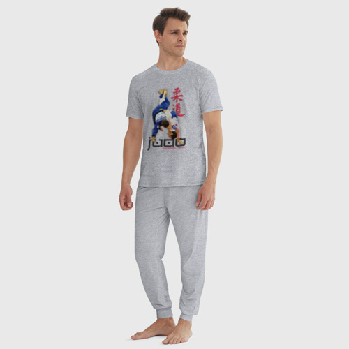 Мужская пижама хлопок с принтом Дзюдо, вид сбоку #3