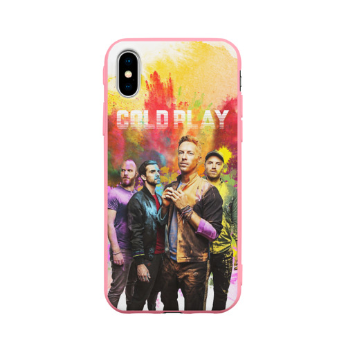 Чехол для iPhone X матовый с принтом Coldplay, вид спереди #2