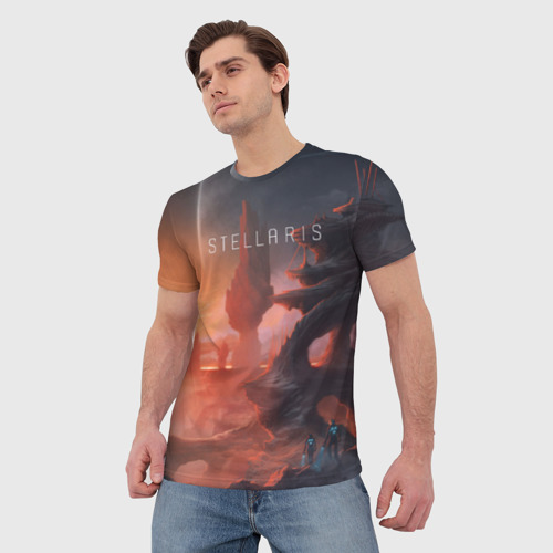 Мужская футболка 3D с принтом Stellaris, фото на моделе #1