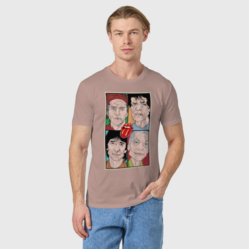 Мужская футболка хлопок с принтом Rolling Stones, фото на моделе #1