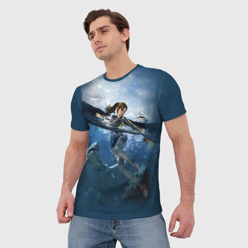 Мужская 3D футболка с принтом TOMB RAIDER, фото на моделе #1