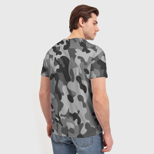 Мужская футболка 3D с принтом НОЧНОЙ КАМУФЛЯЖ | NIGHT CAMOUFLAGE / МИЛИТАРИ, вид сзади #2