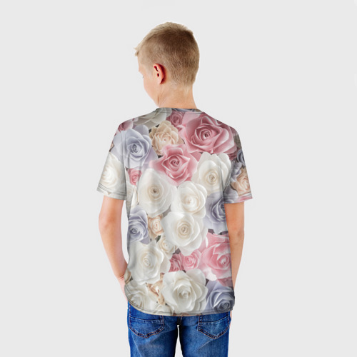 Детская футболка 3D с принтом Букет из роз, вид сзади #2