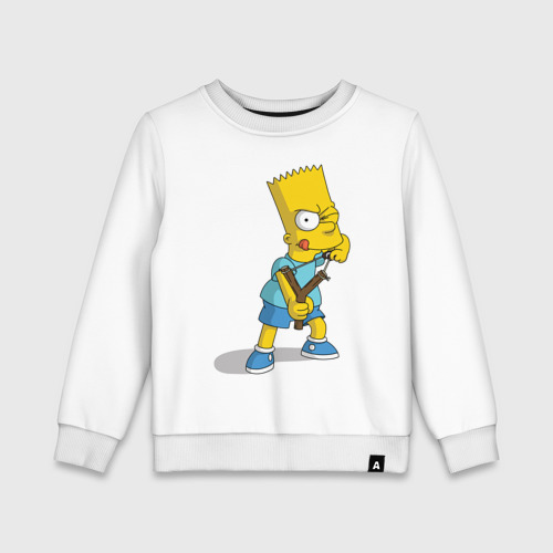 Детский свитшот хлопок с принтом Bart Simpson, вид спереди #2