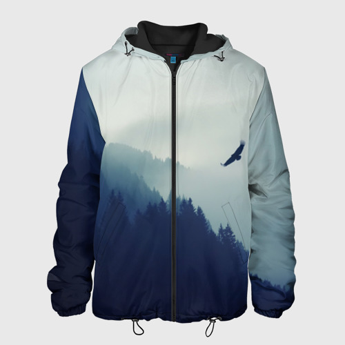 Мужская куртка 3D с принтом Орёл над лесом eagle over the forest, вид спереди #2