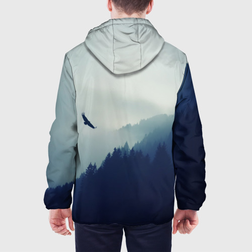 Мужская куртка 3D с принтом Орёл над лесом eagle over the forest, вид сзади #2
