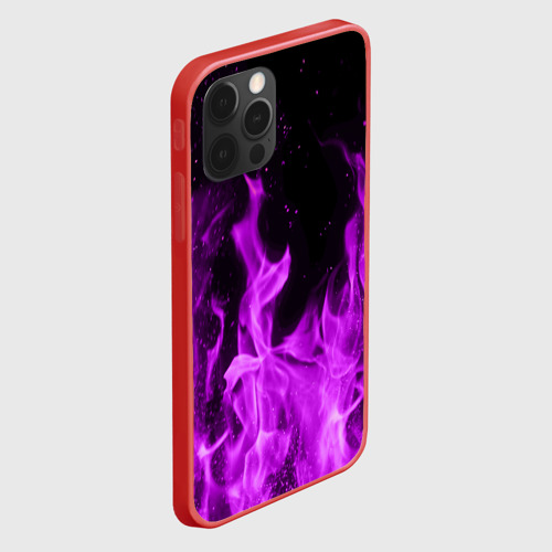 Чехол для iPhone 12 Pro Max с принтом Фиолетовый огонь violet flame neon, вид сбоку #3