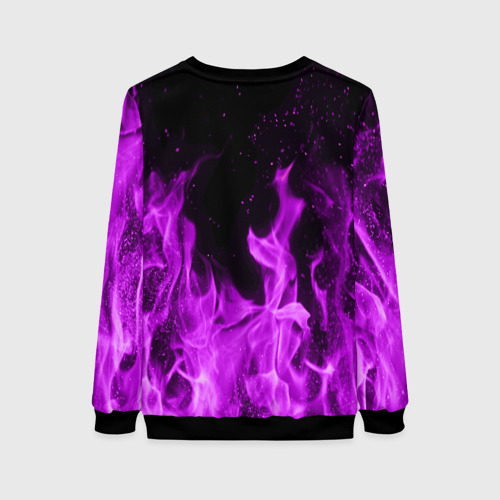 Женский свитшот 3D с принтом Фиолетовый огонь violet flame neon, вид сзади #1