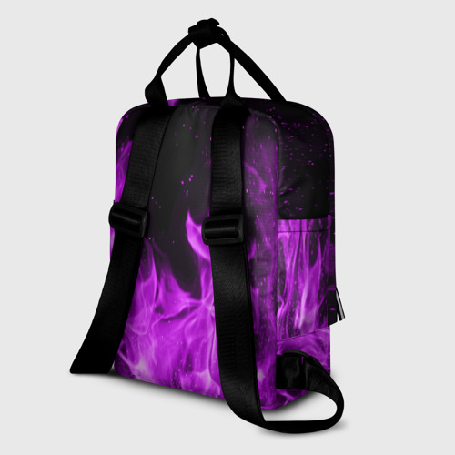 Женский рюкзак 3D с принтом Фиолетовый огонь violet flame neon, вид сзади #1