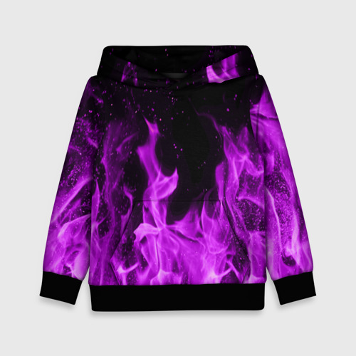 Детская толстовка 3D с принтом Фиолетовый огонь violet flame neon, вид спереди #2
