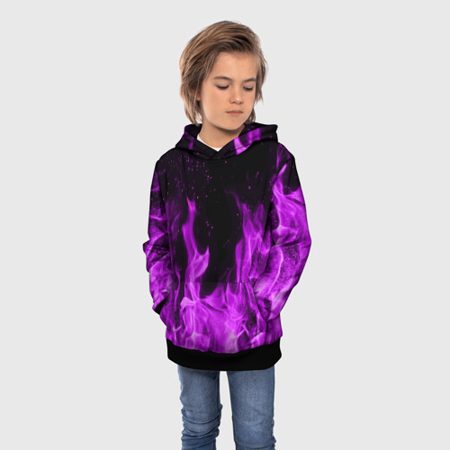 Детская толстовка 3D с принтом Фиолетовый огонь violet flame neon, фото на моделе #1