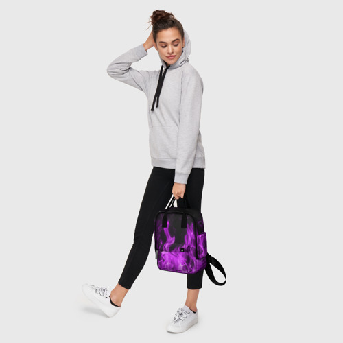 Женский рюкзак 3D с принтом Фиолетовый огонь violet flame neon, фото #4