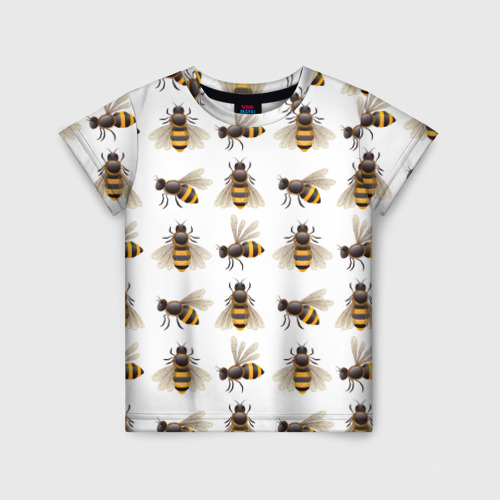 Детская футболка 3D с принтом Пчелы, вид спереди #2
