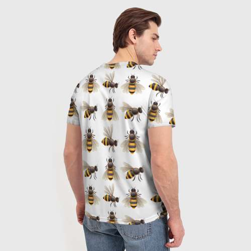 Мужская футболка 3D с принтом Пчелы, вид сзади #2