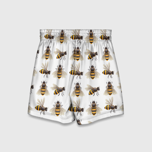 Детские спортивные шорты 3D с принтом Пчелы, вид сзади #1