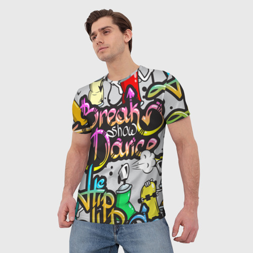 Мужская футболка 3D с принтом Graffiti, фото на моделе #1