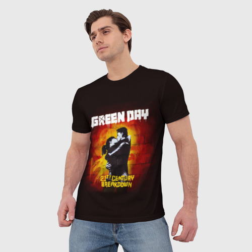 Мужская футболка 3D с принтом Поцелуй Green Day, фото на моделе #1