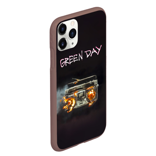 Чехол для iPhone 11 Pro Max матовый с принтом Green Day магнитофон в огне, вид сбоку #3