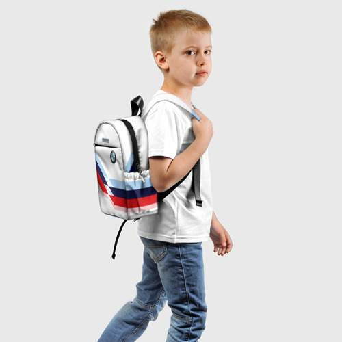 Детский рюкзак 3D с принтом BMW | БМВ WHITE, вид сзади #1