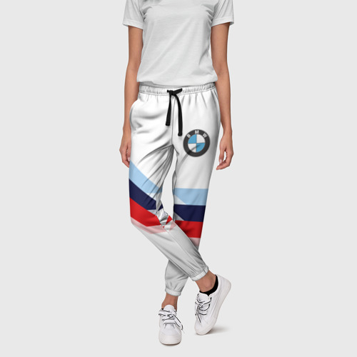 Женские брюки 3D с принтом BMW | БМВ WHITE, фото на моделе #1
