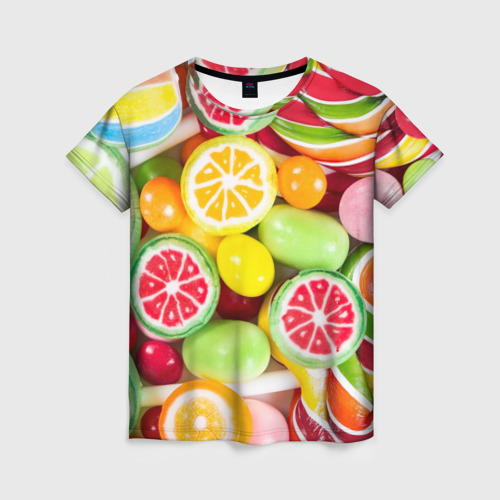 Женская 3D футболка с принтом Candy, вид спереди #2