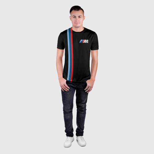 Мужская футболка 3D Slim с принтом BMW BLACK COLLECTION | БМВ, вид сбоку #3