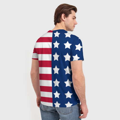 Мужская футболка 3D с принтом USA FLAG \ АМЕРИКАНСКИЙ ФЛАГ, вид сзади #2