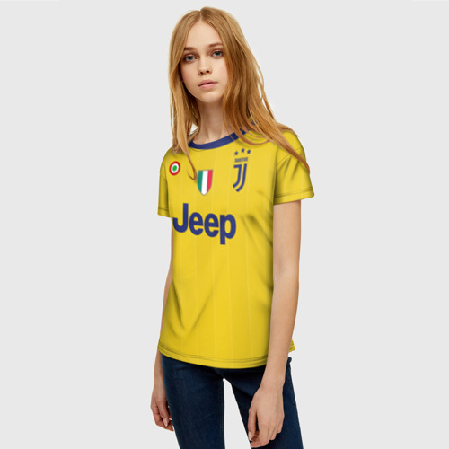 Женская футболка 3D с принтом Дибала Форма Гостевая 17-18, фото на моделе #1