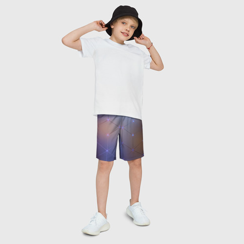 Детские спортивные шорты 3D с принтом Нейронная сеть неоновая, фото на моделе #1