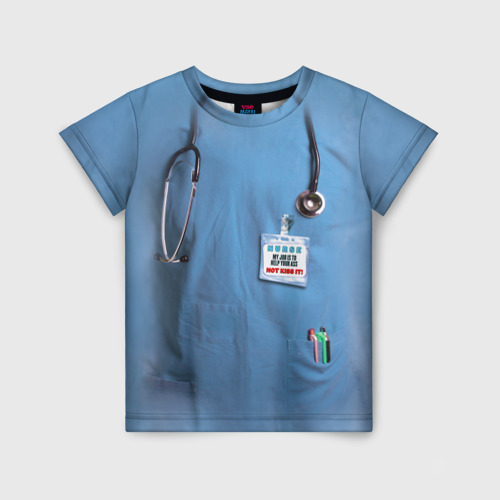 Детская футболка 3D с принтом Костюм врача, вид спереди #2