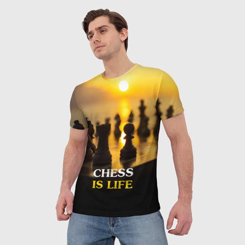 Мужская 3D футболка с принтом Шахматы - это жизнь, фото на моделе #1