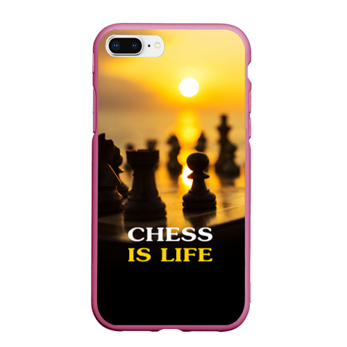 Чехол для iPhone 7Plus/8 Plus матовый с принтом Шахматы - это жизнь, вид спереди #2