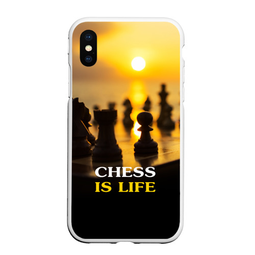 Чехол для iPhone XS Max матовый силикон с принтом Шахматы - это жизнь, вид спереди #2
