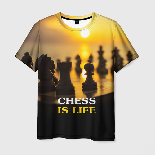 Мужская 3D футболка с принтом Шахматы - это жизнь, вид спереди #2