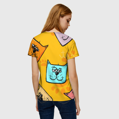 Женская футболка 3D с принтом Котики, вид сзади #2