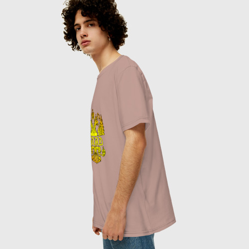 Мужская футболка хлопок Oversize с принтом Влад в золотом гербе РФ, вид сбоку #3