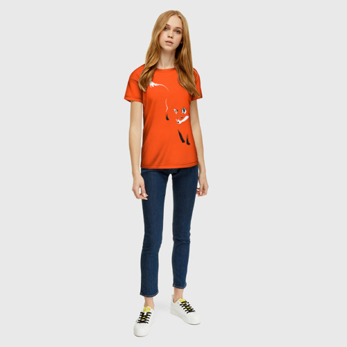 Женская 3D футболка с принтом Лисица, вид сбоку #3
