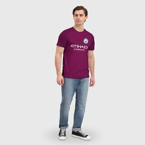Мужская футболка 3D с принтом Манчестер Сити Форма Away 2018, вид сбоку #3