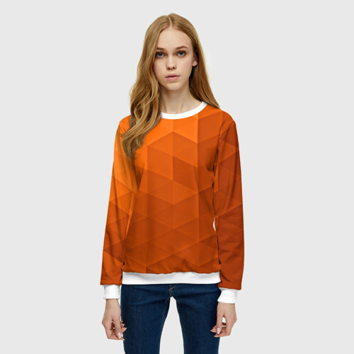 Женский свитшот 3D с принтом Orange abstraction, фото на моделе #1