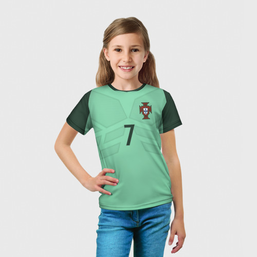 Детская футболка 3D с принтом Ronaldo away 17-18, вид сбоку #3