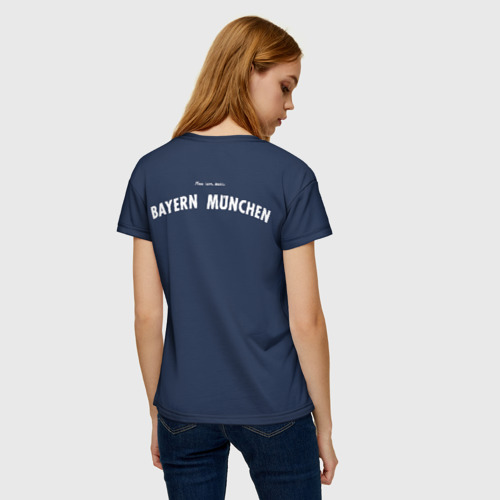 Женская футболка 3D с принтом Бавария Форма Гостевая 17/18, вид сзади #2