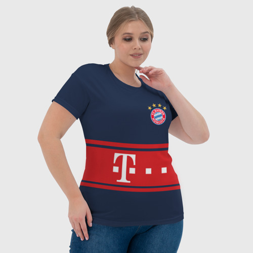 Женская футболка 3D с принтом Бавария Форма Гостевая 17/18, фото #4