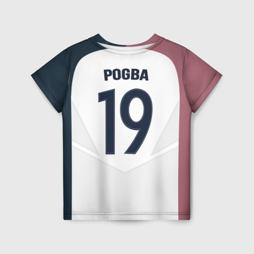 Детская футболка 3D с принтом Pogba away 17-18, вид сзади #1